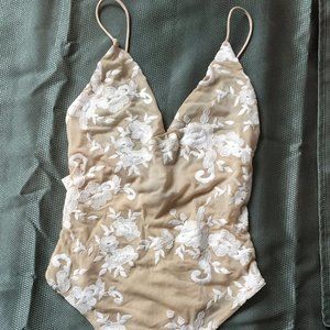 Floral Embroidered Mesh Bodysuit